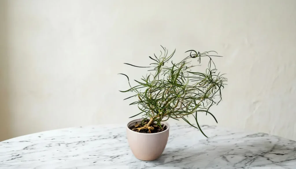 en Euphorbia hedyotoides plante robust og selvist nedgravet stamme og store spredte blade.